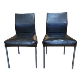 KFF Texas Puffy Cushion Leather Side Chairs- a Pair. Original Price: $1,760