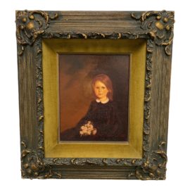 Marcos "Cotti" Young Girl With Flower Original Painting, Signed