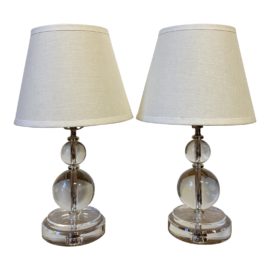 Restoration Hardware Crystal Stackable Ball Table Lamps - a Pair