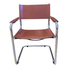 Mart Stam Chrome + Cognac Leather Arm Chair