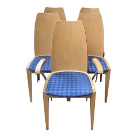 Fillamento Wood + Fabric Chairs - Set of 5. Original Price: $4,000