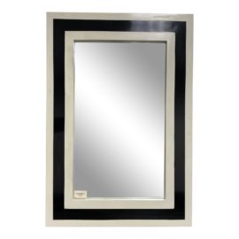 NEW Made Goods Beryl Rectangular Wood Black + White Mirror. Original Price: $1,440