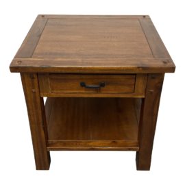 World Market Wood Side Table + Drawer