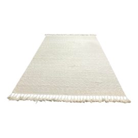 Anthropologie White Diamond Pattern Kilim Area Rug  - 8′2″ × 10′10″