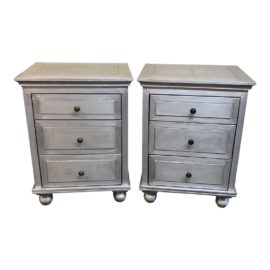 Restoration Hardware Annecy Metal-Wrapped Closed Nightstands - a Pair. Original Price: $1,790
