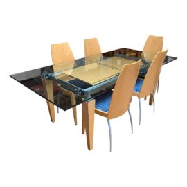 Fillamento Glass Extension Dining Set. Original Price: $5,300