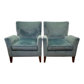 Mitchell Gold + Bob Williams Emmet Chairs in Pippin Teal Fabric - a Pair