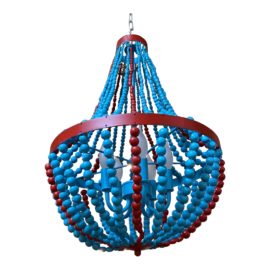 Blue + Coral Beaded Chandelier