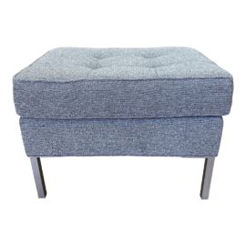 Contemporary Gray Fabric + Metal Ottoman