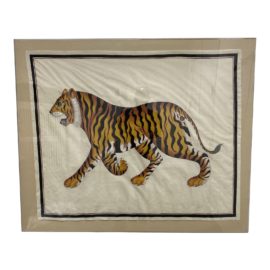Silk Screen India Tiger Art Work Custom Framed