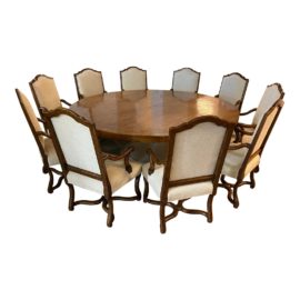 Michael Taylor Table + Set of 10 Custom Design Chairs Dining Set. Original Price: $20,379