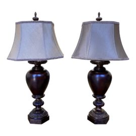 Fine Art Lamps Wood Urn Table Lamps - a Pair