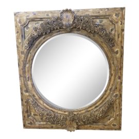 LaBarge Distressed Gold Roses Wall Mirror