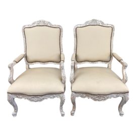 Louis Style Bergere Arm Chairs - a Pair
