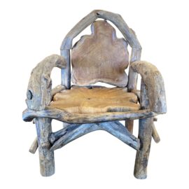 Oly Studio Teak Tara Live Edge Wood Curved Arm Chair