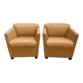 Brayton International Leather Club Chairs - a Pair