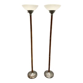 Ethan Allen Torchiere Floor Lamps - a Pair