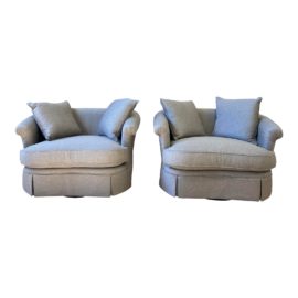 Custom Design Swivel Cuddle Arm Chairs - a Pair