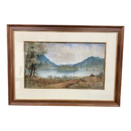 Early 20th Century Watercolor of Lake Saranac by J.W.Gray C.1903