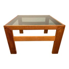 Late 20th Century Teak + Smoked Glass Coffee Table