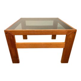 Late 20th Century Teak + Smoked Glass Coffee Table