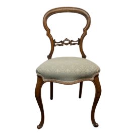 Early 20th Century Victorian Balloon Back Chair With Blue Seat
