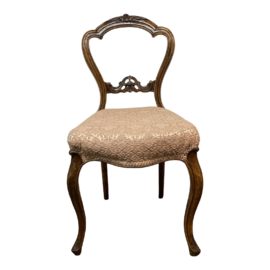 Early 20th Century Victorian Balloon Back Chair + Pink Upholstery