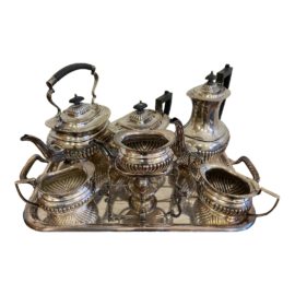 Early 20th Century English Sheffield Seven Piece Silver Plated Tea Set - Set of 7