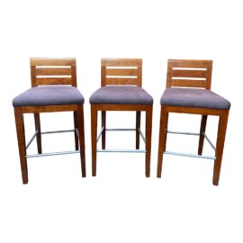 Bright Furniture Junior School Barstools + Slat Back + Nanotex Fabric - Set of Three. Original Price: $3,800