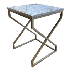 Laminate Faux Marble + Metal Side Table