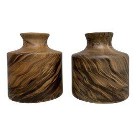 Made Goods Small Rivka Stain Mango Woods Vases - a Pair