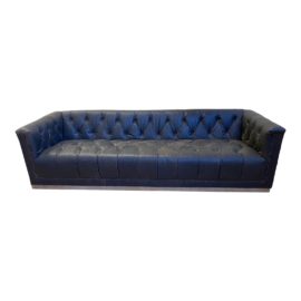 NEW Four Hands Maxx Destroyed Black Leather Sofa. Original Price: $3,358