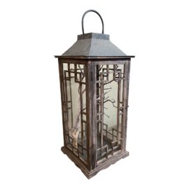 Metal + Wood Lantern With Branch