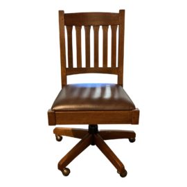 Stickley Mission Armless Swivel Leather Chair. Original Price: $2,088