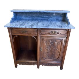 Art Nouveau Marble Top + Wood Cabinet