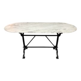 Four Hands Ava Marble Writing Table + Black Wrought Iron Base. Original Price: $1,020