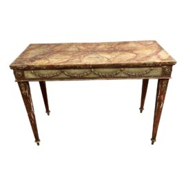 Late 19th Century Faux Finish Stone Top Rustic European Console