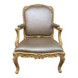 Dennis & Leen Fairchild Fauteuil Chair in Metallic Leather, Original Price: $4,384.00