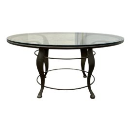 Contemporary Round Glass + Metal Coffee Table