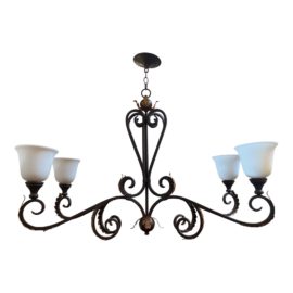 Currey & Company Bronze Leaf Island Four Light Chandelier