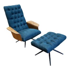 Mid 20th Century George Mulhauser for Plycraft Lounge Chair + Ottoman. Original Price: $5,500