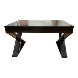 Custom X-Shaped Base Espresso Writing Desk. Original Price: $5,000
