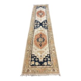 Vintage Century Ivory + Coral + Navy Oushak Runner - 2′8″ × 10′6″