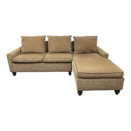 Custom Sutter International Multi-Color Tan Two Piece Sectional. Original Price: $4,970