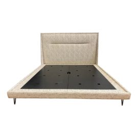 California King Jay Edwards Furniture Rustic Beige Upholstered Bed Frame. Original Price: $3,600
