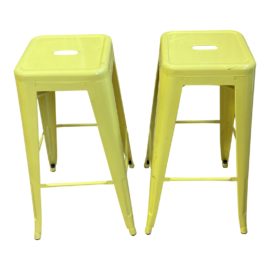 Crate & Barrel Yellow Bar Stools - a Pair