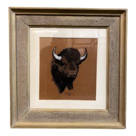 Mid 20th Century 1967 Custom Framed Buffalo Print