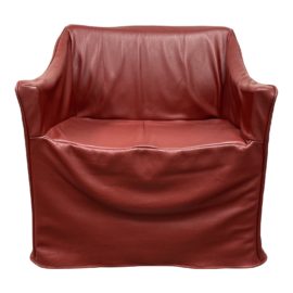 Couture International Red Leather Slipcovered Ghost Chair