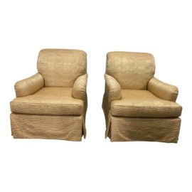 Belmar Upholstery Custom Rolled Arm Chairs - a Pair. Original Price: $13,500
