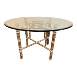 McGuire Late 20th Century Glass Round Dining Table